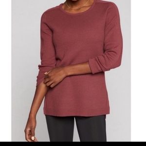 Athleta burgundy waffle knit wool sweater XXS